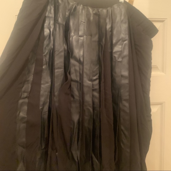 Black Pleated Skirt with Leather front Pleats - Picture 3 of 3